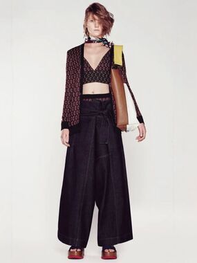 Marni Women’s Size 2 (38) Resort High Waisted Paperbag Barrel Wide Leg Jeans